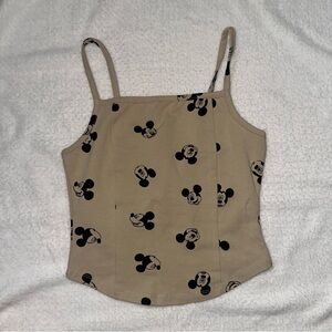 Disney Beige Cropped Top with Mickey Mouse Design